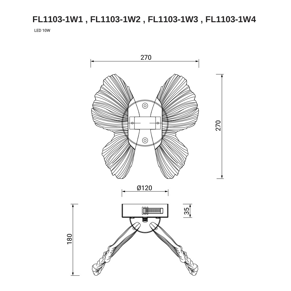 Бра  Borboleta Purple FL1103-1W3
