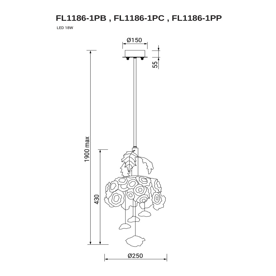 Подвесной светильник Pirilampo Clear FL1186-1PC