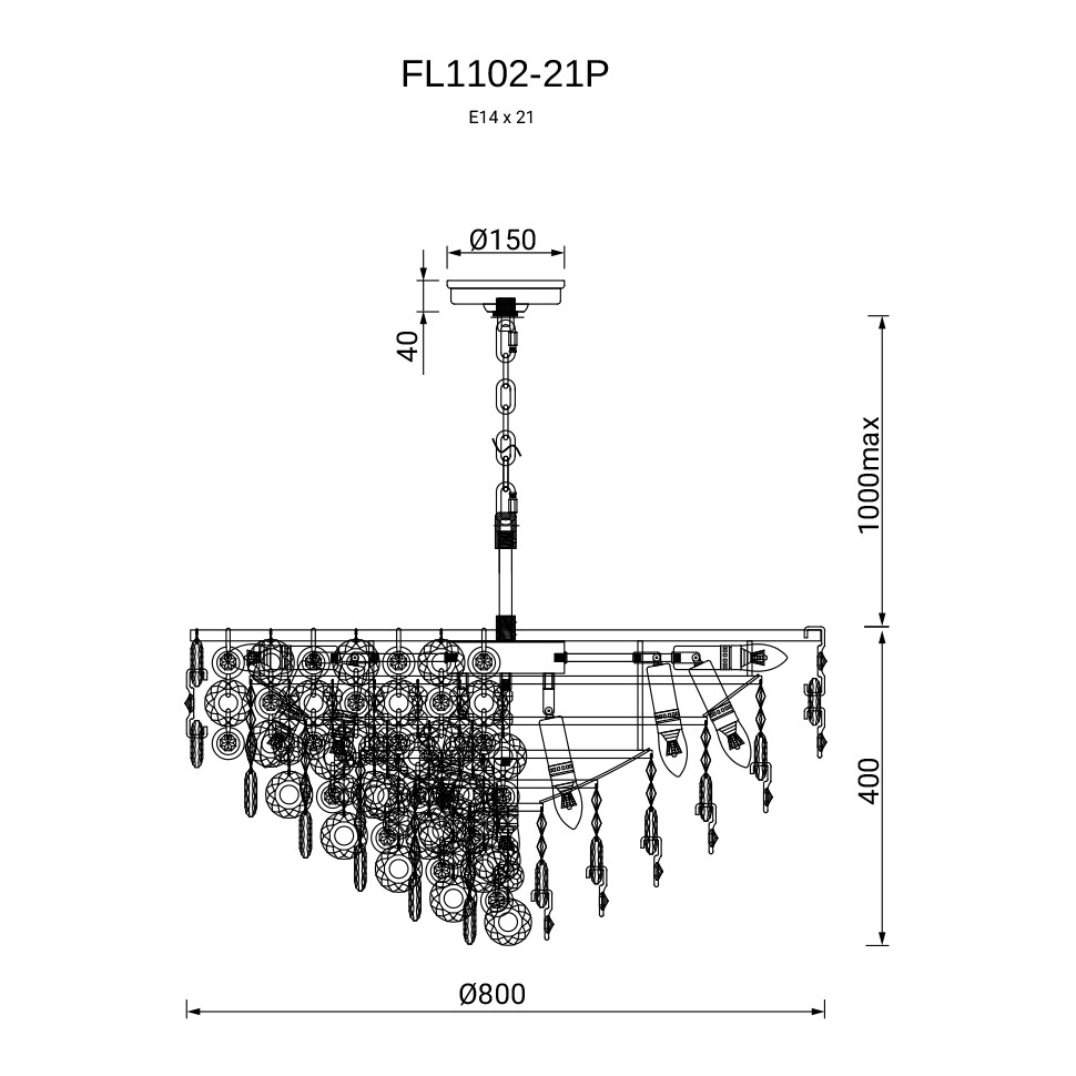 Люстра подвесная Сampanella FL1102-21P
