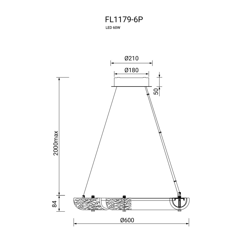 Люстра подвесная Rudeza Chrome FL1179-6P