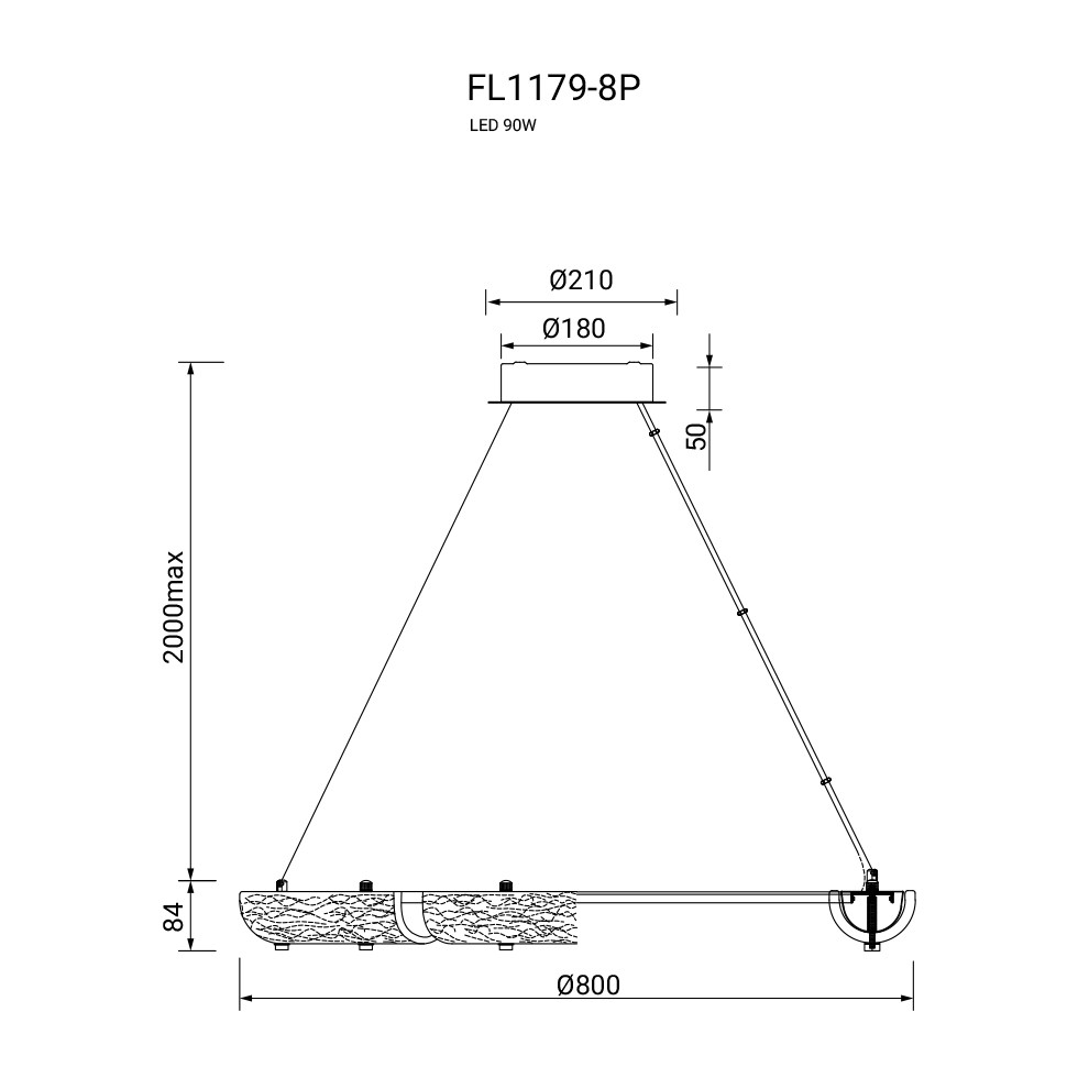 Люстра подвесная Rudeza Chrome FL1179-8P