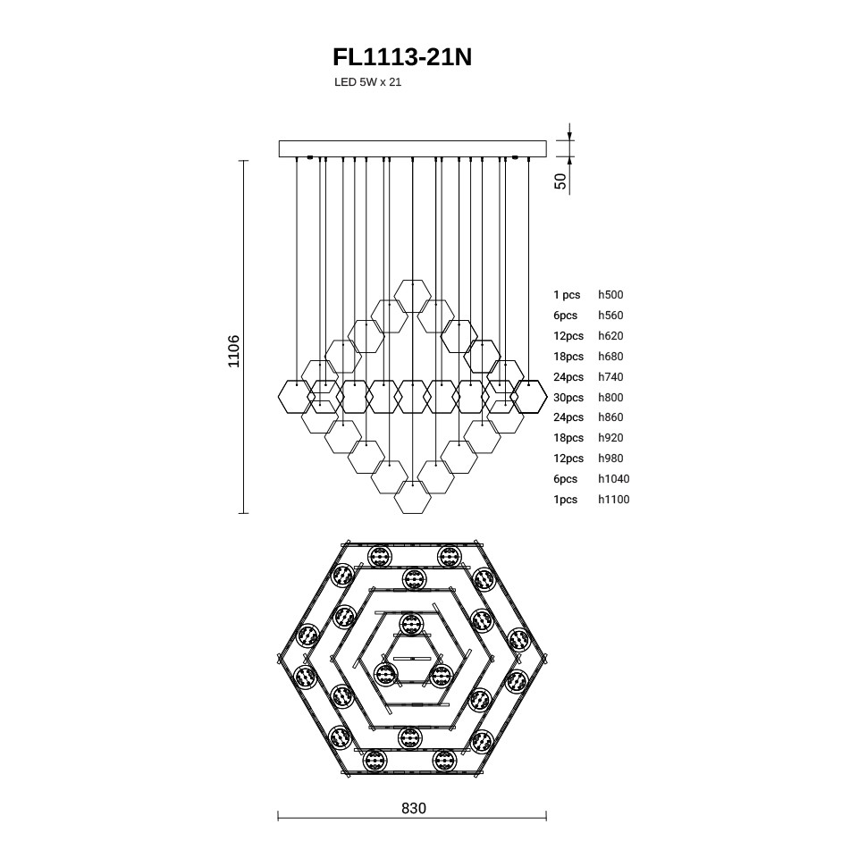 Подвесная люстра Etereo FL1113-21N