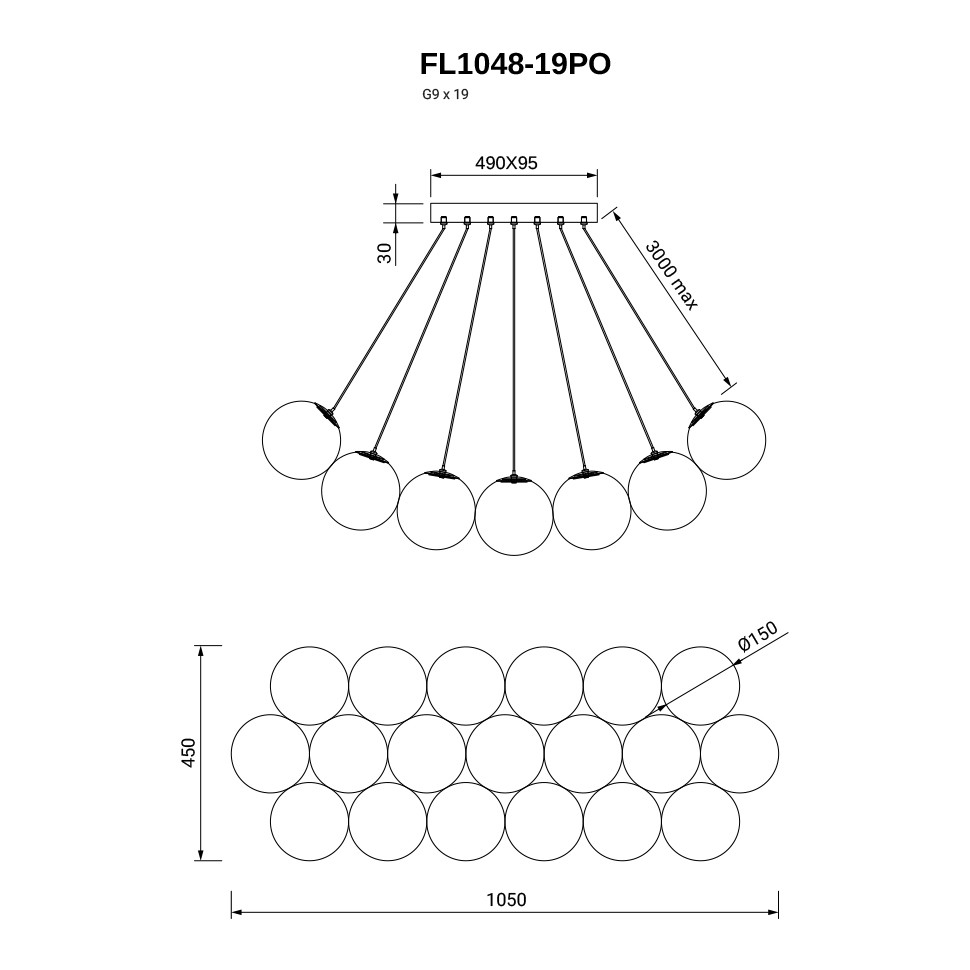 Подвесная люстра Unity FL1048-19PO