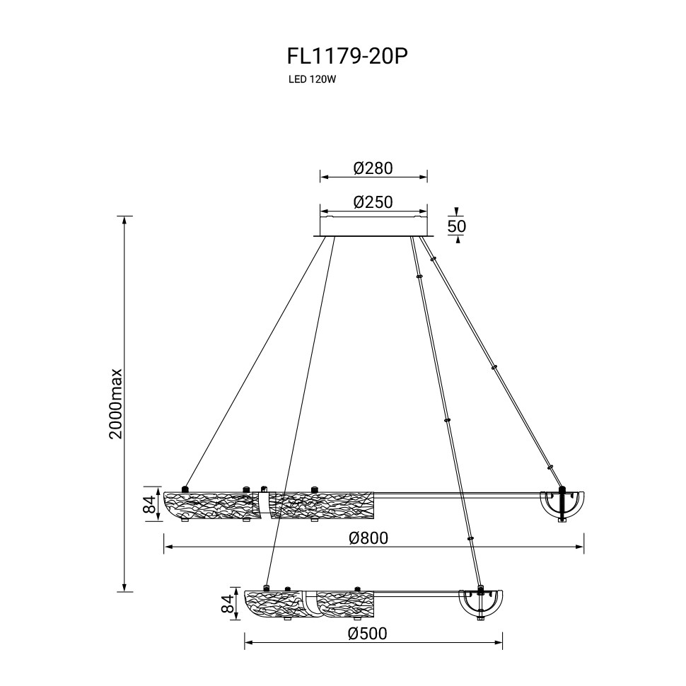 Люстра подвесная Rudeza Chrome FL1179-20P