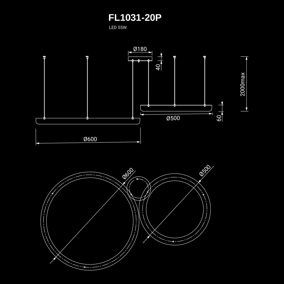 Подвесная люстра Modum FL1031-20P