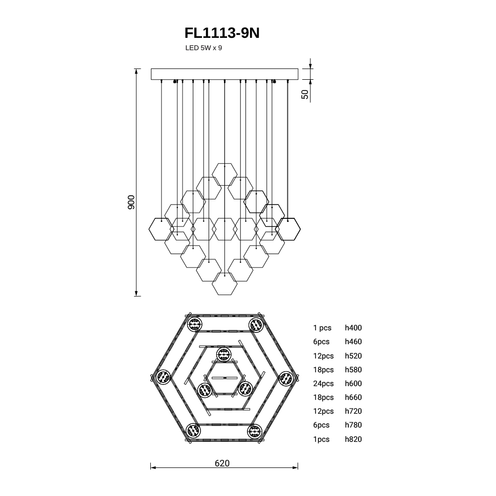 Подвесная люстра Etereo FL1113-9N из испанского алебастра — Fluorite — фото 5