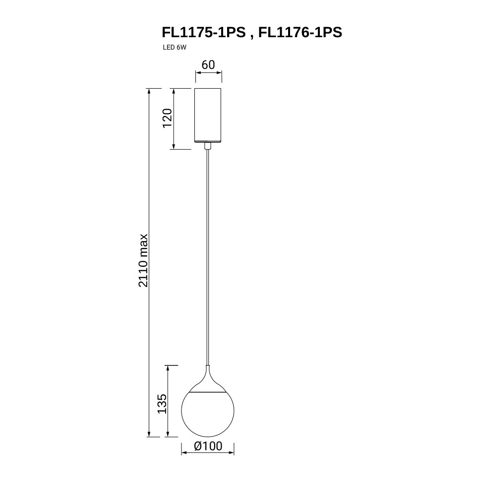 Подвесной светильник Perfectio Brass FL1175-1PS
