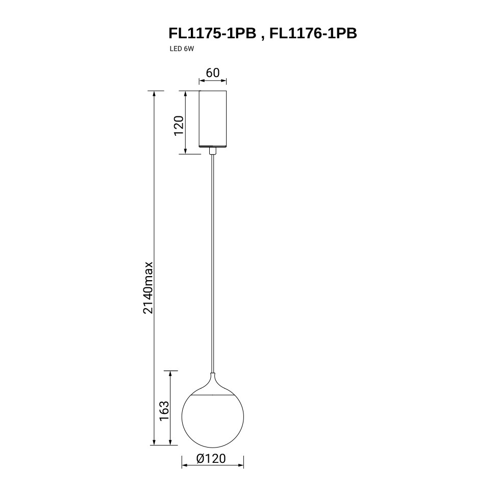 Подвесной светильник Perfectio Brass FL1175-1PB