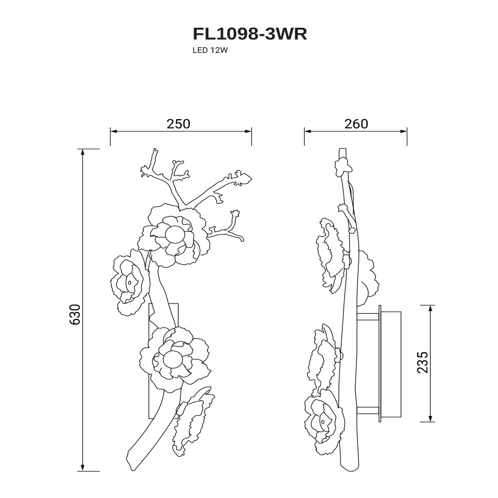 Бра  Sauvage Right FL1098-3WR