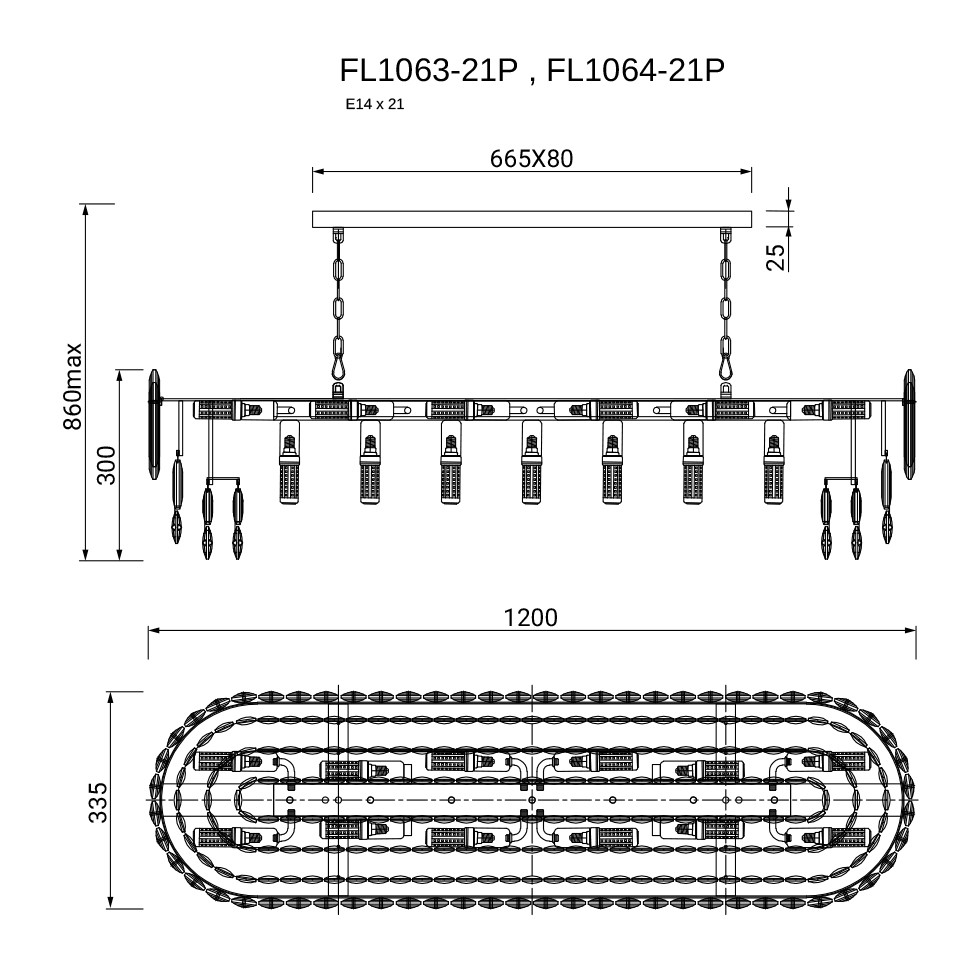 Люстра подвесная Сonstancia Gold FL1063-21P