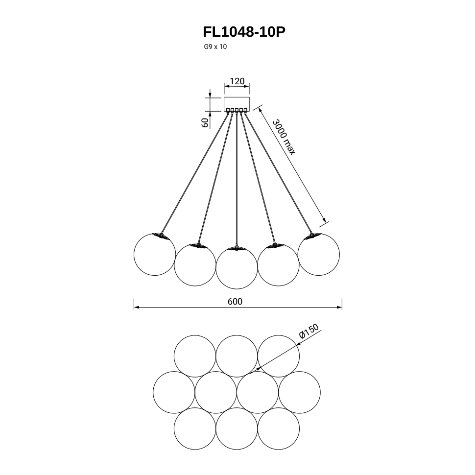 Подвесная люстра Unity FL1048-10P
