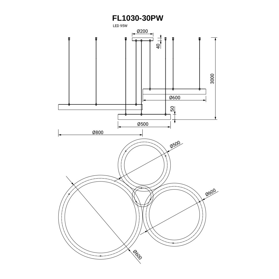 Подвесная люстра Modum FL1030-30PW
