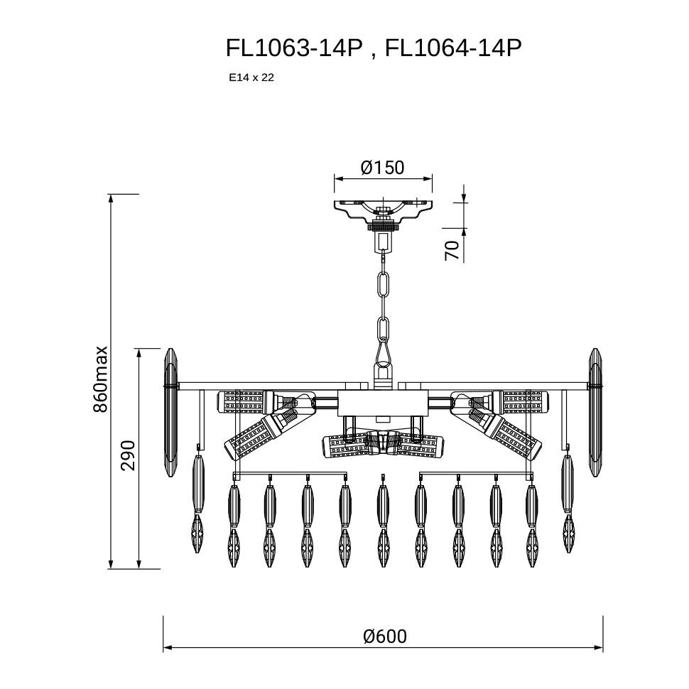 Люстра подвесная Сonstancia Gold FL1063-14P