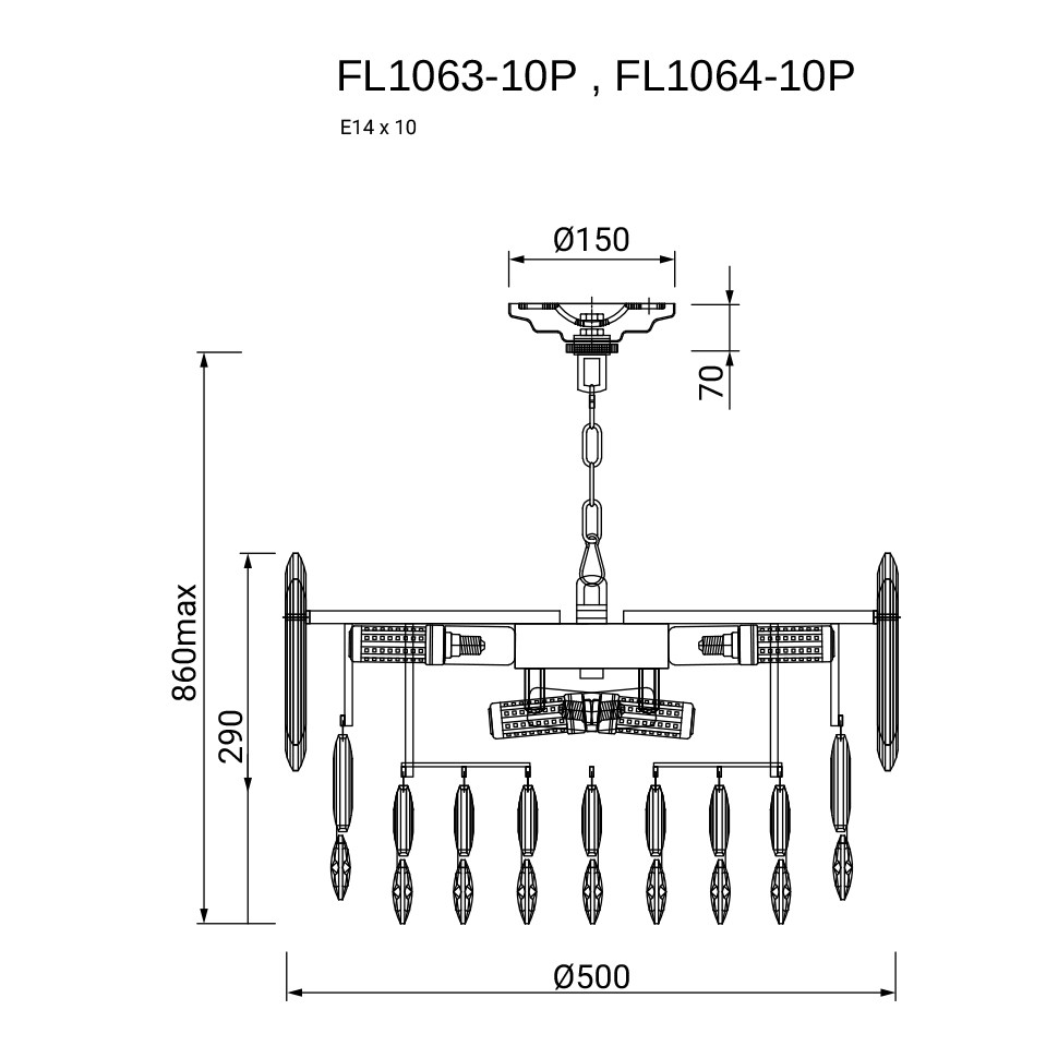 Люстра подвесная Сonstancia Gold FL1063-10P
